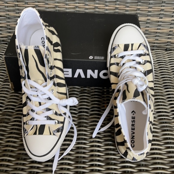 Converse Ctas Hi Black/Greige/White MEN`S Zebra Stripes - Picture 12 of 16